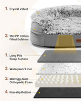 iweepet Dog Beds for Jumbo Dogs, 47.5"x35"x7.6", Removable and Washable Cover, Raised Reboundable Edges, Non Slip Bottom, Extra Big Size, Orthopedic Oval Memory Foam Pet Bedding, Indoor