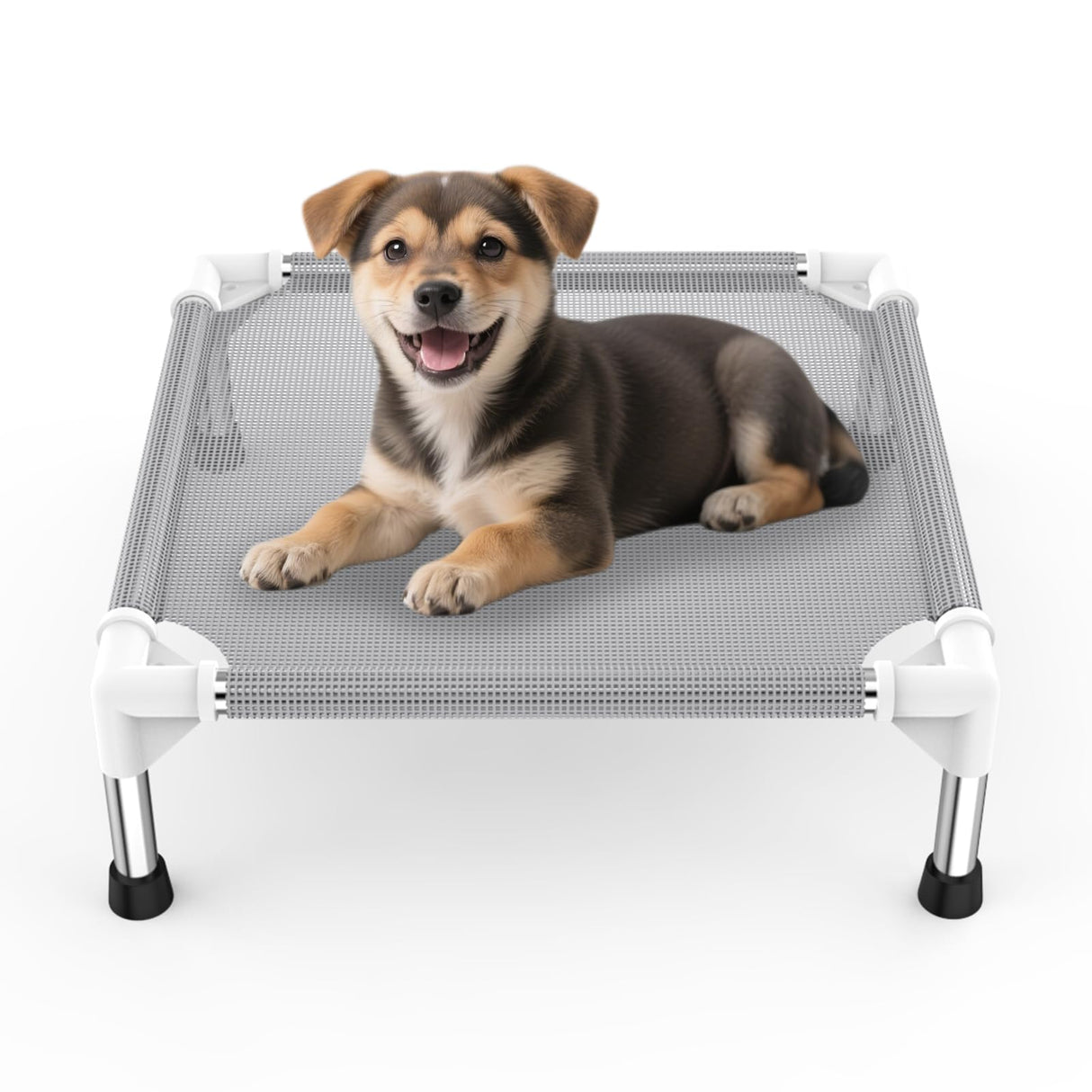 Elevated Dog Bed with Teslin Cooling Fabric - Lightweight Dog Cot for Small Dogs, Waterproof & Washable Breathable Mesh, Raised Pet Bed for Indoor Outdoor Use, Anti-Slip, Easy Clean