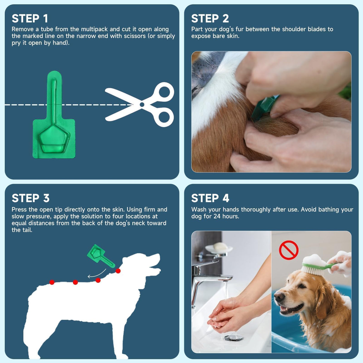 Flea and Tick Prevention for Dogs, 6 Months Supply Dog Flea and Tick Treatment Up to 45 to 88 Lbs, Waterproof Topical Flea Treatment for Large Dogs - Fast-Acting Flea, Tick, and Mosquito Repellent