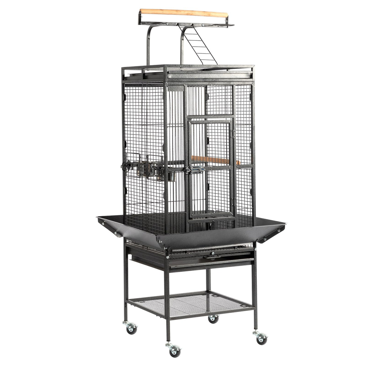 VINGLI Bird Cage with Rolling Stand for Parrots, Cockatiels, Budgies, Lovebirds, Small/Medium Birds (62“H with Play Top)