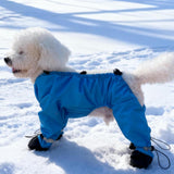 Waterproof Dog Boots with Suspenders, 4-Leg Anti-Dirt Pants, Anti-Slip Paw Protectors, Adjustable Fit for Outdoor Use, Rain, Snow, Cold Resistant for Small and Medium Dogs (Blue, XS)