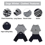 Winter Coat for Dogs - Warm Cotton Cold Weather Striped Round Neck Pajamas, Long Sleeves Jumpsuit, Color-Blocked Clothes for Small Medium Dogs, Onesie Anti Hair Shedding