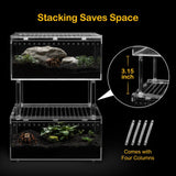 Clioran Large Reptile Terrarium Kit,Escape Proof Tarantula Enclosure,PC Starter Hermit Crab Tank,Spider Habitat for Praying Mantis Cage,Frog Vivarium,Insect House,Lizard Cribs,Leopard Gecko Container