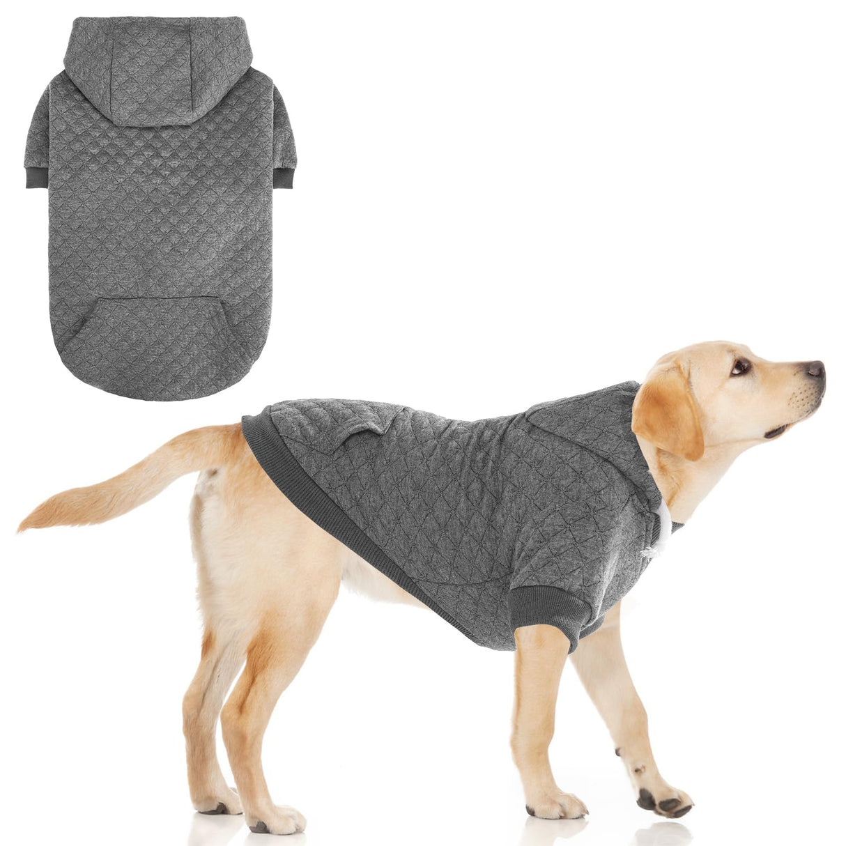 KOOLTAIL Dog Hoodie for Small Medium Large Dogs, Ultra-Warm & Soft Winter Fall Fleece Dog Hooded Sweatshirt Clothes Sweater, Lightweight Pullover Coat for Boy Girl Bulldog Pitbull Puppy Cats,Gray M-L