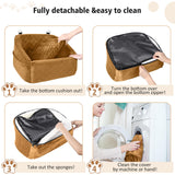 NEEZUKAR Dog Car Seat for Small Medium Dogs,Detachable Washable Dog Booster Seat Under 30lbs,Pet Car Seat Travel Bed with Storage Pockets and Dog Safety Belt（Brown