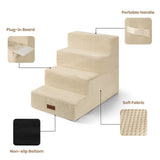 Aodisman Dog Stairs for Bed 18.5" H, 4-Step Dog Steps for Small Dogs and Cats, Indoor Non-Slip Balanced Pet Stairs are Suitable for Puppy, Older Cat,Beige