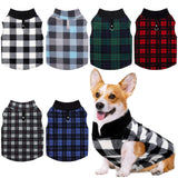 Pedgot 6 Pieces Warm Fleece Vest With Leash Ring - Dog Sweatshirt Winter Pet Clothes Plaid Pullover for Puppy Small Dogs Cat, Large