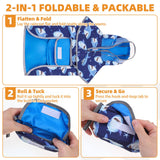 KOOLTAIL Dog Raincoat, Reversible Pet Rain Jacket Clear Hooded Double Layer with Storage Pocket, Adjustable Waterproof&Windproof Reflective Puppy Poncho with Leash Hole for Small Medium Large Dogs, L