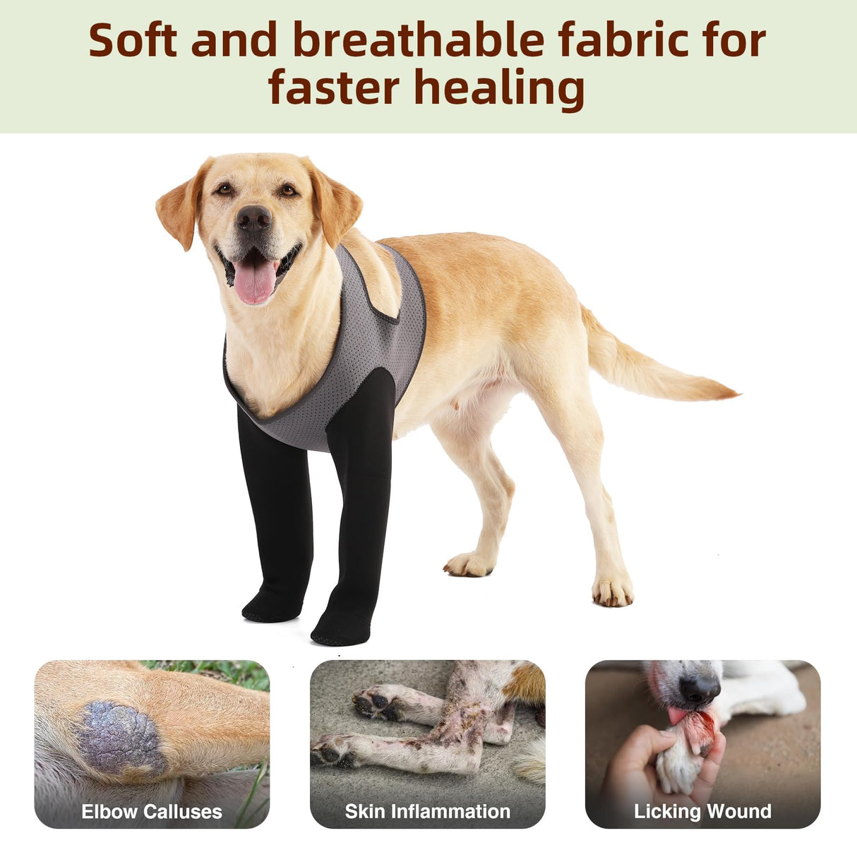Dog Socks to Prevent Licking Paws ，Breathable Leg Sleeve to Stop Licking and Biting,Firm and Secure Protect Wounds Dog Recovery Sleeve Socks (Medium-Gray)