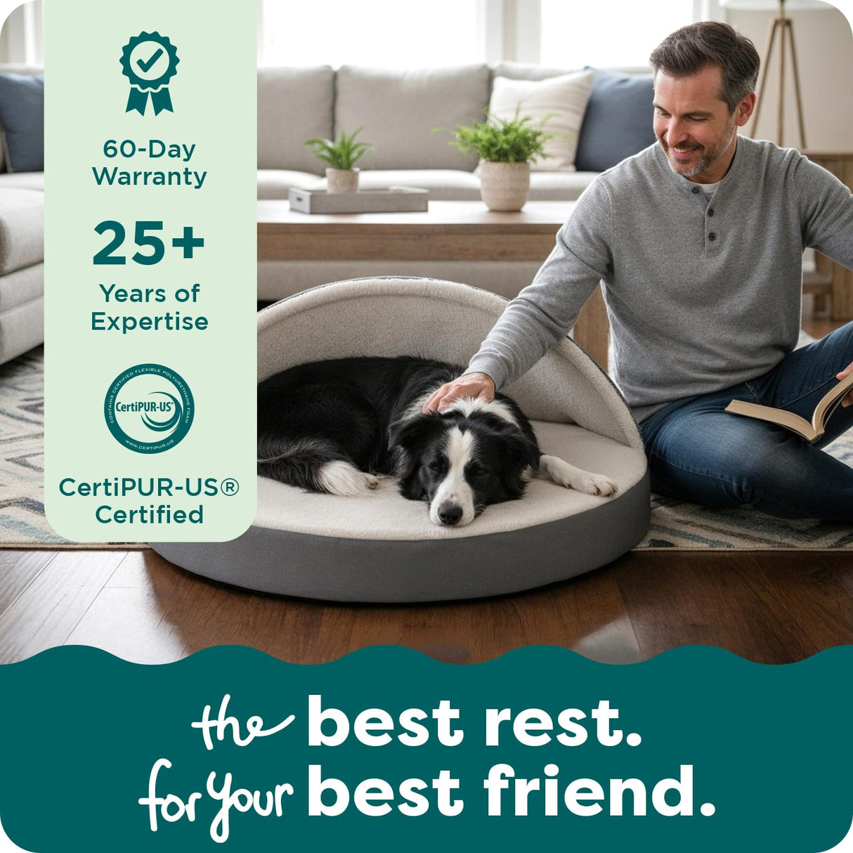 Furhaven 35" Round Memory Foam Dog Bed for Large/Medium Dogs w/ Removable Washable Cover, For Dogs Up to 50 lbs - Sherpa & Suede Snuggery - Espresso, 35-inch