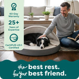 Furhaven 35" Round Memory Foam Dog Bed for Large/Medium Dogs w/ Removable Washable Cover, For Dogs Up to 50 lbs - Sherpa & Suede Snuggery - Espresso, 35-inch