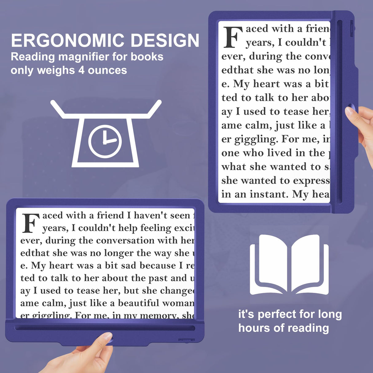 5X Rechargeable Full-Page Magnifying Glass for Reading, 43 Ultra Bright LED Handheld Large Magnifier with Light for Reading Small Prints and Low Vision Person