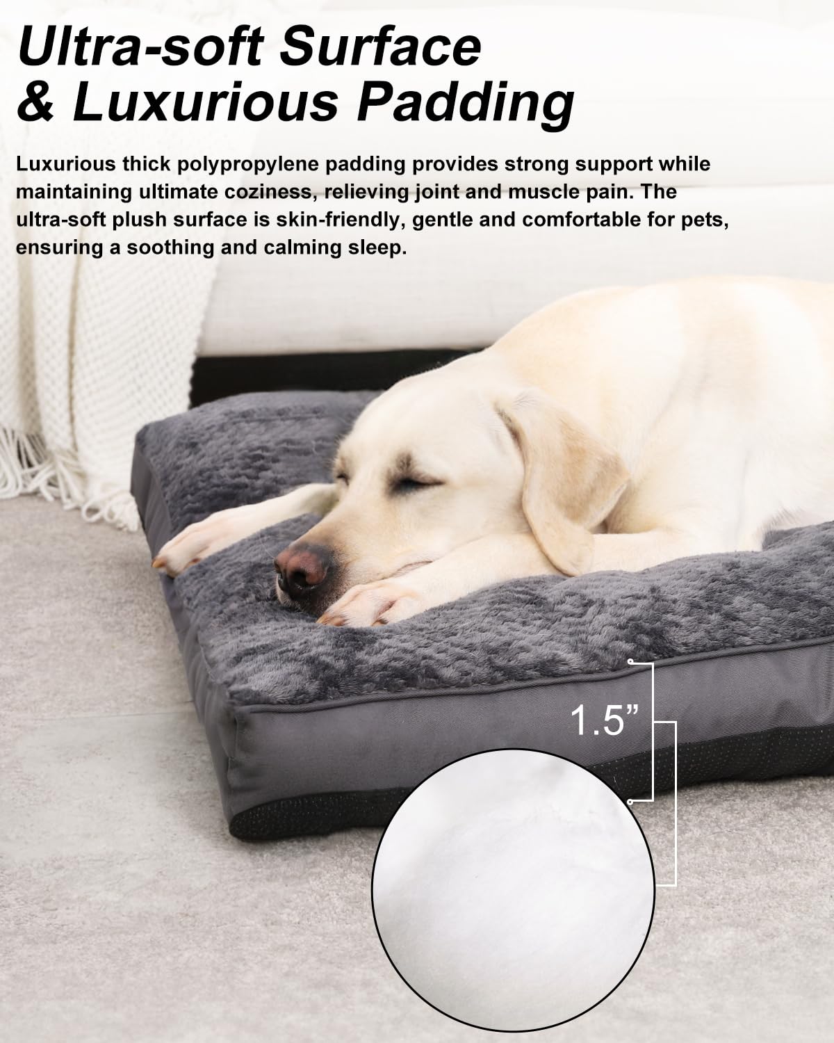 EMSLX Dog Bed, Washable Cozy Plush Dog Crate Beds, Soft Comfy Kennel Pad Anti Slip Pet Sleeping Mat for Large, Jumbo, Medium, Small Dogs Breeds (29.0 L x 18.0 W x 1.5 Th Inches, Dark Grey)