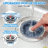 Sink Drain Strainer - Sink Stopper Kitchen Drain, 3 in 1 Kitchen Sink Drain Strainer with Anti-Clogging Basket, Kitchen Gadgets Clearance Sink Accessories, Fit US Standard 3-1/2'' Sink Hole, Silver