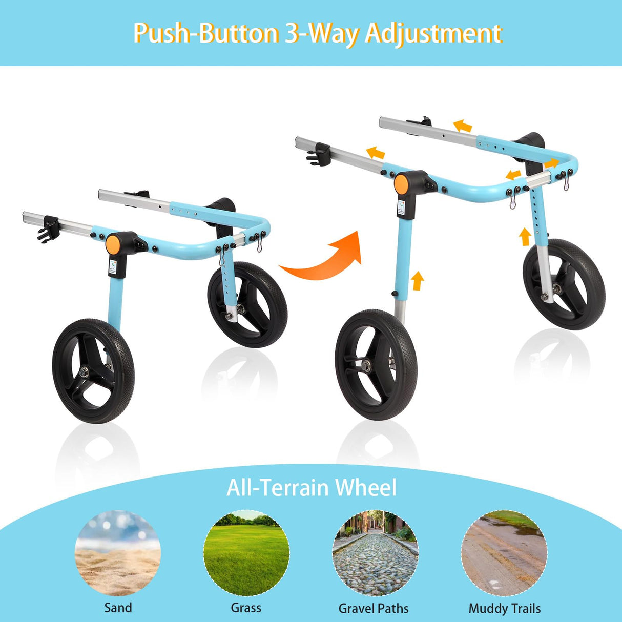 TailWaggers Medium Dog Wheelchair for Back Legs | Adjustable Mobility Aid | All-Terrain Wheels| for Pets That fit a Border Collie,Golden Retriever Dog's Size