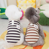 2PCS Striped Dog T-Shirt with D-Ring – Soft Waffle Fabric Pet Tee with Cute Bear Patch, Breathable & Lightweight Dog Outfit for Small & Medium Dogs – Stylish Everyday Wear(2PCS A,S)