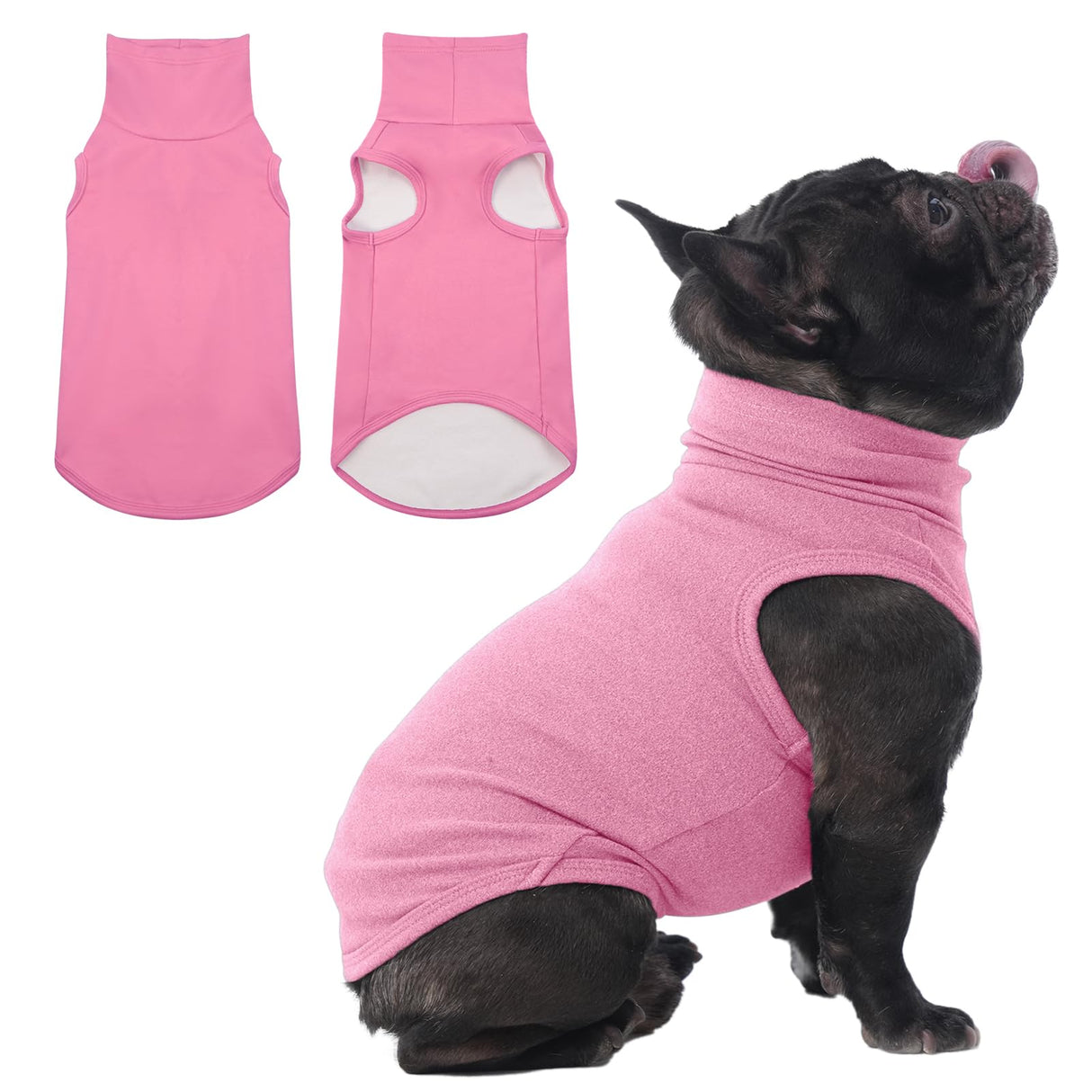 IECOii Small Dog Sweater,Stretch Fleece Vest - Pink, Medium,Warm Pullover for Winter Spring and Fall, Soft & Lightweight Dog Sweatshirt Indoor Outdoor Clothes,Turtleneck for Small Medium Dogs Girl Boy