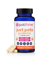 Just Thrive Just Pets Probiotic - Daily Digestive Probiotics for Dogs and Cats - 4 Billion CFUs Pet Probiotic, 30 Capsules