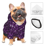 Dog Hoodie Sweater - Soft and Warm Winter Coat with Beautiful Dark Purple Glitter Sparkles Pattern - Cold Weather Clothes for XS-XXL