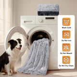 Luciphia Large Waterproof Dog Blanket for Pet Washable Liquid Proof Bed Intimacy Protection Shaggy Plush Calming Long Faux Fur Couch Cover Calming Cat Throw Blankets, Mist Grey, 60" x 80"