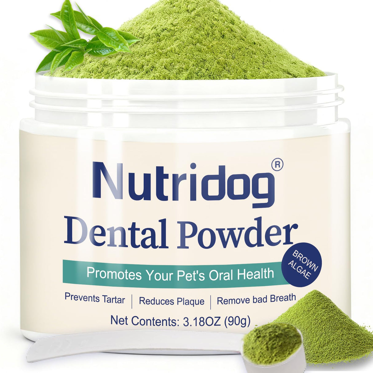 Dog Teeth Cleaning Powder,Dog Dental Powder,Breath Freshener with Probiotics & Brown Algae-Targets Tartar & Plaque Remover & Bad Breath,90g Pet Dental Care Supplement for Dogs & Cats