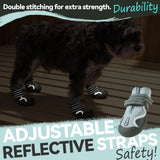 Furmate Dog Shoes for Large Small Medium Dogs,Dog Booties for Indoor Hardfloors Anti-Slip,Reflective Strip Waterproof Dog Boots & Paw Protectors for Outdoor Walking Hot Pavement,Winter Snow (Green-2)
