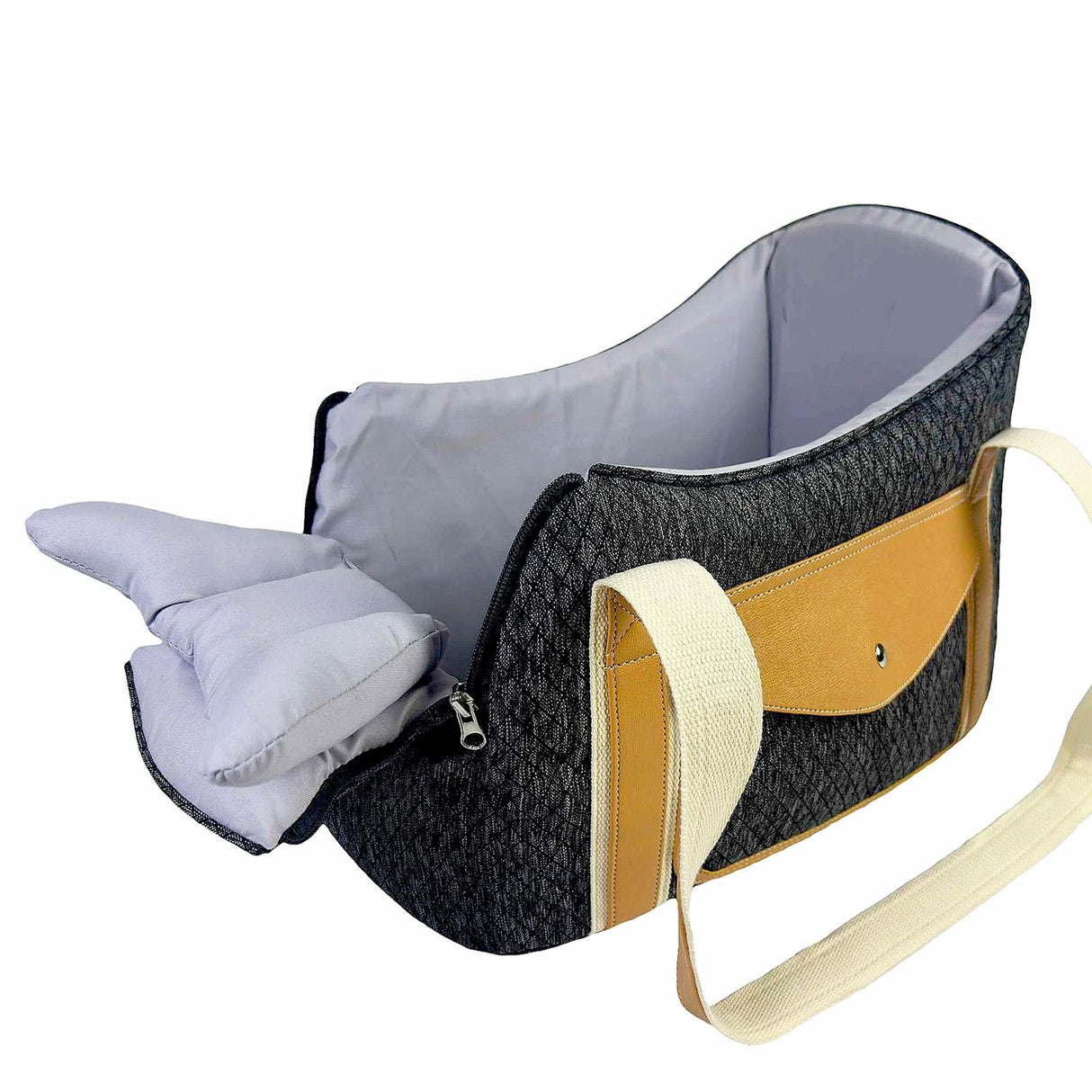 Dog Purse Carrier with Soft Pillows，Dog Tote Bag with Pockets and Secure Harness Clip,17 * 9.5 * 9inches for Small Dogs and Puppies,Outing,Travel,Vet