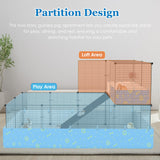 MODESLAB Guinea Pig Cages with Tarp and Bedding Pee Pad Liner, 2-Story Large Guinea Pig Playpen C&C Loft Cage for 2 Rabbit Bunny Chinchilla Small Animal Habitat for Indoor