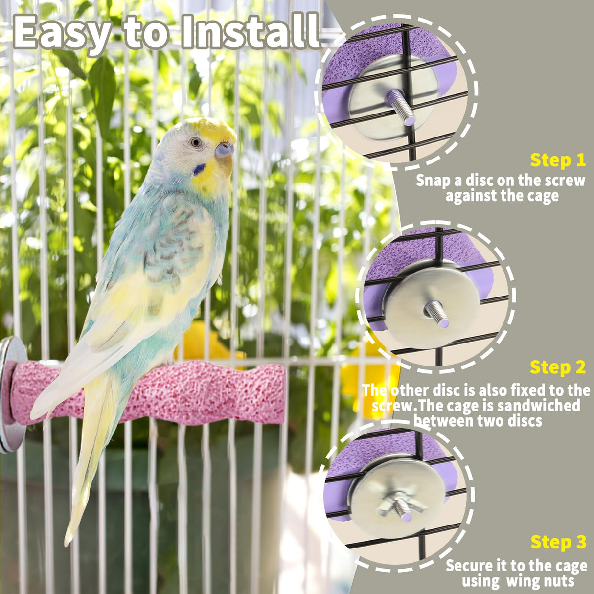 4PCS Bird Beak Grinding Stone,Cage Accessories for Parakeets,Bird Parrot Cage Perch, Stand Platform Foot Claws Trimmer Chewing Toys for Budgies, Parakeets, Cockatiels, Conures