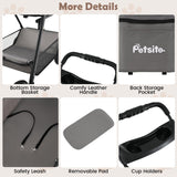 PETSITE 4 Wheels Pet Stroller, One-Click Foldable Dog Strollers for Small Dogs with Detachable Carrier, Breathable Mesh, Waterproof Cover, Storage Basket, Cup Holders, Ideal for Dogs Cats up to 33 lbs