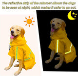 Reflective Strip Dog Raincoat, Ultra - Light Breathable Waterproof Rain Jacket with Hood, Adjustable Sizes for Small/Medium/Large Dogs, (M)