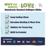 Pawstruck All Natural 11-12" Roasted Collagen Sticks for Dogs – Low Odor & Long-Lasting Bully Stick & Rawhide Alternative, Single Ingredient, Vet Approved – 5 Pack