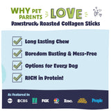 Pawstruck All Natural 11-12" Roasted Collagen Sticks for Dogs – Low Odor & Long-Lasting Bully Stick & Rawhide Alternative, Single Ingredient, Vet Approved – 5 Pack
