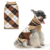KOOLTAIL Dog Sweater Pet Knitted Clothes - Classic Plaid Pullover Turtleneck Thick Warm Fall Dog Sweaters with Leash Hole, Soft Winter Coats for Small Medium Large Dogs Cats Puppy Girls Boys, ML