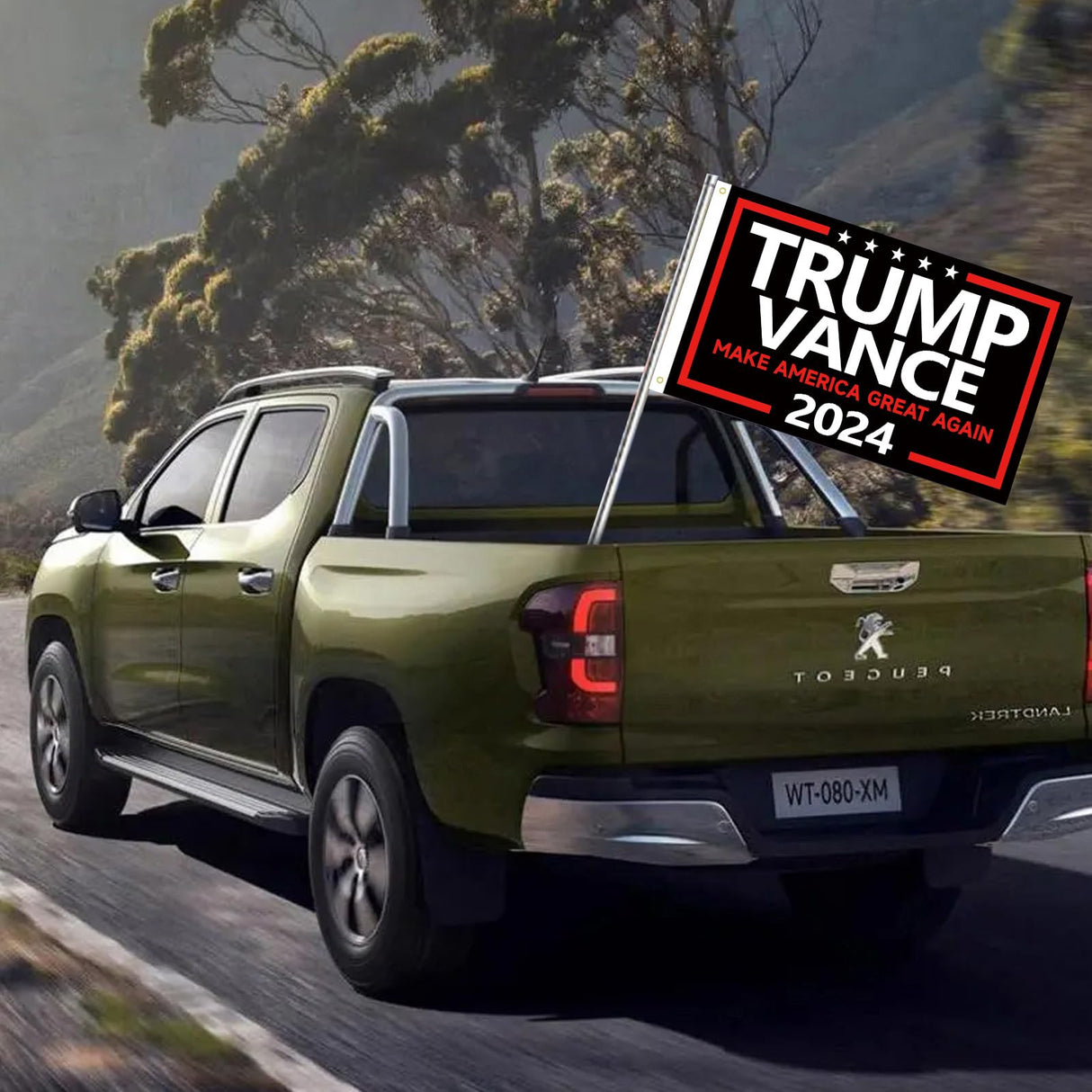 WENWELL Trump Vance 2024 Flag Double-Sided 3x5 Ft - Make America Great Again Trump Vance '24 Presidential Campaign Banners for car Boat Outdoor,Premium 3-Ply Durable Material,Black
