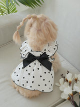 QWINEE 2pc Cute Heart Pattern Dog Dress Ruffle Trim Princess Dress Cat Vest Dress Lace Trim Summer Dress Pet Clothes for Small Medium Cats Dogs Kitten Puppy Black Multi Medium