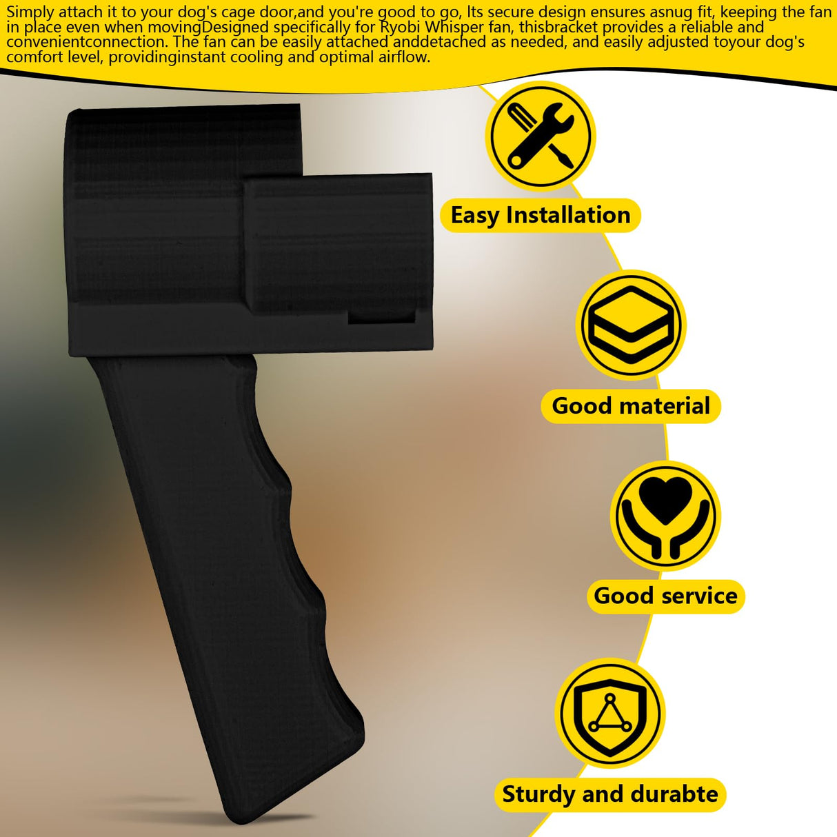 Grip Dryer Handle for Dogs V3, Lightweight Holder for High Velocity Dog, Enhanced Comfort & Control for Pet Grooming Dryers(Black)