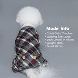 KYEESE Dog Pajamas Plaid Dog Pajamas for Small Dogs Boy Girl Comfy Coat Soft Doggie Jammies Stretchy Onesie Pet Clothes Velvet Pjs, Grey, Medium