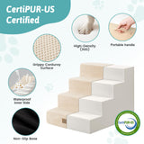 COZY KISS Dog Stairs for Small Dogs 15.7" H, 4-Step Gentle Incline Pet Step for Couch Sofa, Non-Slip Right-Angle Dog Ramp for Puppy Doggie Senior Cats, 15.7x23.6x15.7 Inch, Beige
