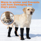 yrenoer Dog Socks 4-Pack Waterproof, Wear-Resistant, Non-Slip, Prevent Licking Paws, with Adjustable Straps to Prevent Slipping Off, Suitable for Wooden Floors, for Indoor and Outdoor Use (Black, L)