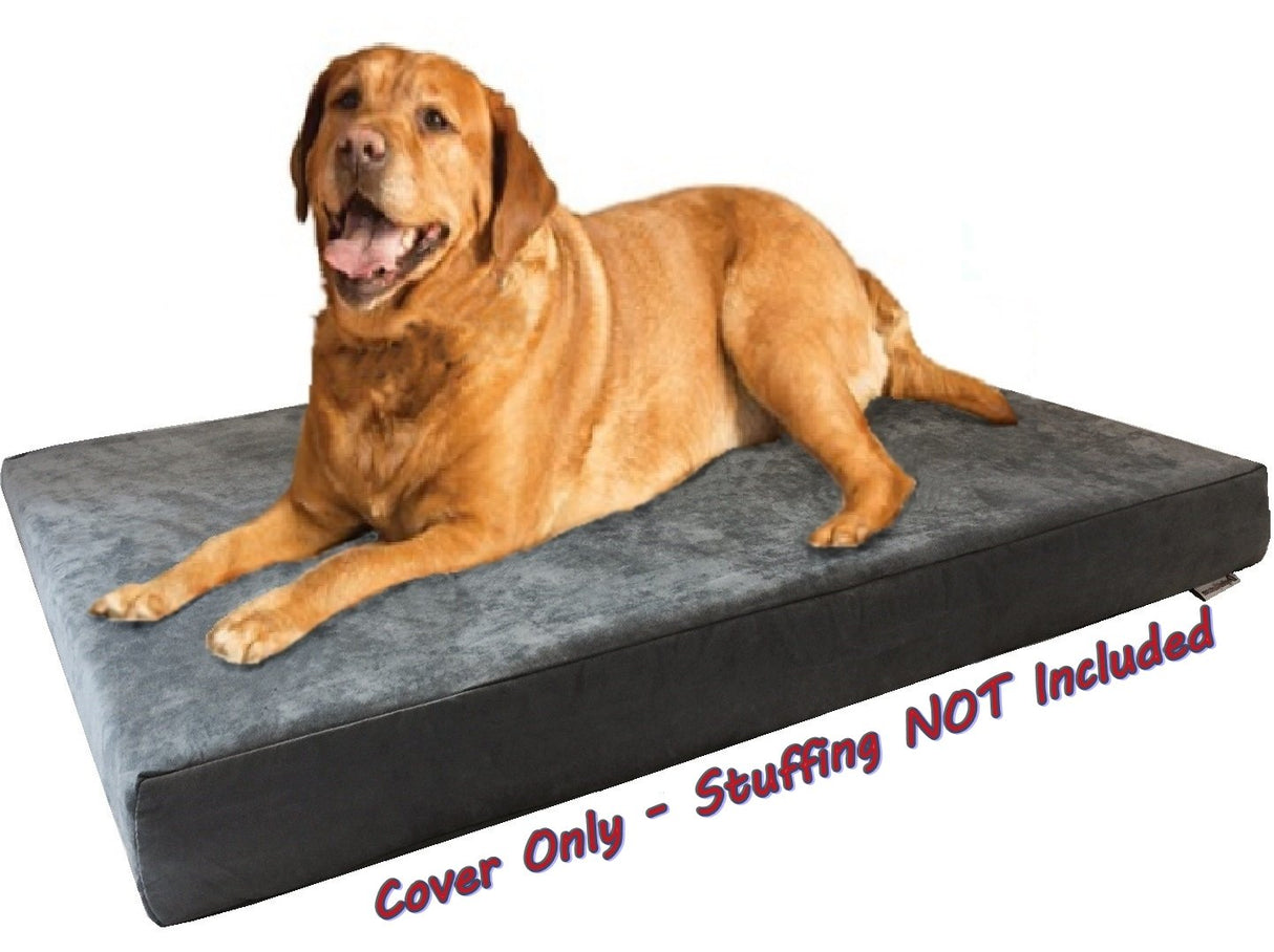 Dogbed4less DIY Pet Bed Pillow Grey Microsuede Duvet Cover and Waterproof Internal case for Large Dog at 55X37X4 Inch - Covers only