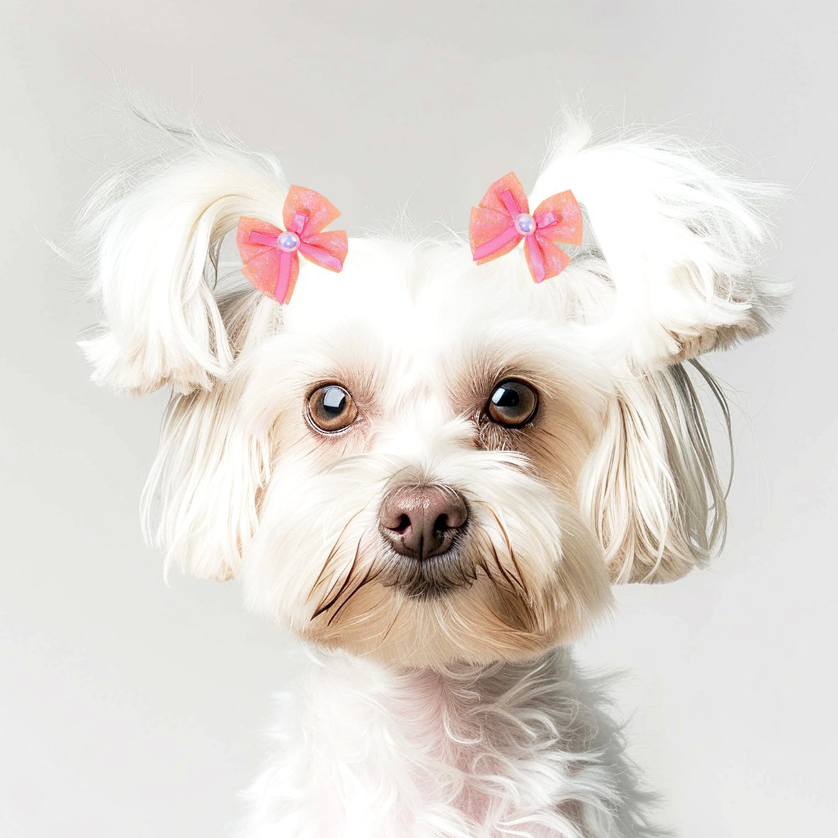 Pet Dog Hair Bows 50pcs - Pink & Red Assorted, Handmade Rubber Band Bows for Small Medium Dogs, Puppy Girl Hair Accessories, Cute Grooming Bows for Yorkies Maltese Chihuahua