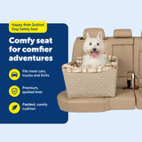 PetSafe Happy Ride Quilted Dog Safety Seat - Dedicated Pet Car Seat for Safer Travel - Elevated Pet Booster for Window Views - Machine Washable Removable Cover - Fits Most Cars