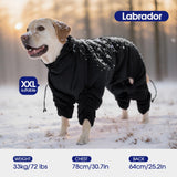 FUAMEY Full Body Dog Coat,Warm Dog Fleece Jackets with Harness Built in Windproof Dogs Snowsuit Zip up Pet Four Legged Pets Jumpsuit Winter Outfit Cold Weather Coats for Large Dogs Black L