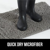 GORILLA GRIP SoakSTOPPER Dog Door Mat, 60x36 Machine Washable Rug Absorbent Doormat Captures Moisture Mud Dirt, Quick Dry Soft Chenille Entryway Rugs Indoor Entrance Mats for Dog Paws, Grey