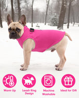 CuteBone Fleece Dog Vests Pink with Turtleneck, Half Zip-Up & Pullover Winter Sweaters Shirts for Small & Medium Dogs - Warm Thermal Jackets with D-Ring, Ideal for Cold Weather DZBX01XL