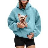 LBECLEY Hoodie with Dog Pouch Oversized Pet Hoodies Carrier Large Pocket Hooded Sweatshirt for Puppy Kitten Dogs Holder (Sky Blue, S)