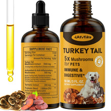 Load image into Gallery viewer, Turkey Tail Mushroom for Dogs - Faster Absorption 2000mg Turkey Tail Mushroom for Immune &amp; Digestive, Joint, Energy, 5X Mushrooms for Pet Drop with Turmeric &amp; Probiotic - Vet Formulated, 90 ML/3FL.oz
