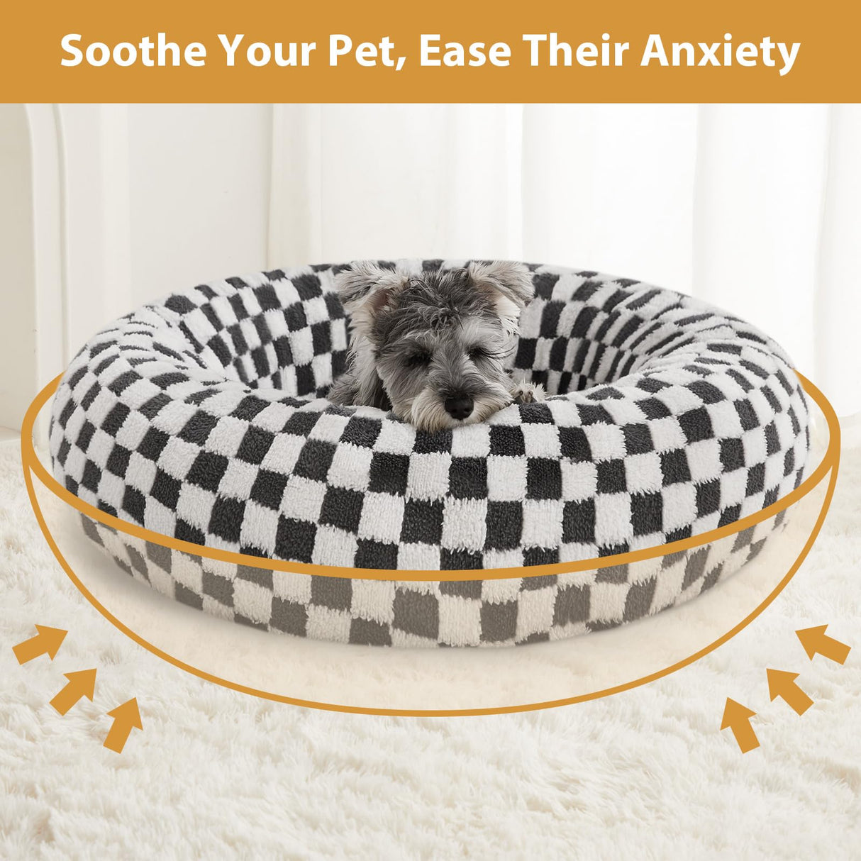 BFPETHOME Donut Dog Bed for Small Dogs, Round Cat Beds for Indoor Cats, Calming Pet Bed for Puppy and Kitty with Non-Slip Bottom, Cute Fancy Dog Bed Machine Washable Puppy Bed
