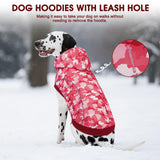 IECOii Camo Dog Hoodie Fleece Lined Dog Sweatshirt Pullover with Leash Hole and Reflective Stripes, Windproof Warm Hoodie for Medium Dogs Girl Boy, Fall Winter Outdoor Pet Hoodies, Pink Camo, XL